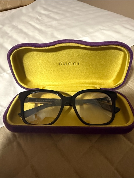 Gucci Accessories - Gucci Black Sunglasses with Yellow and Purple Velvet Case